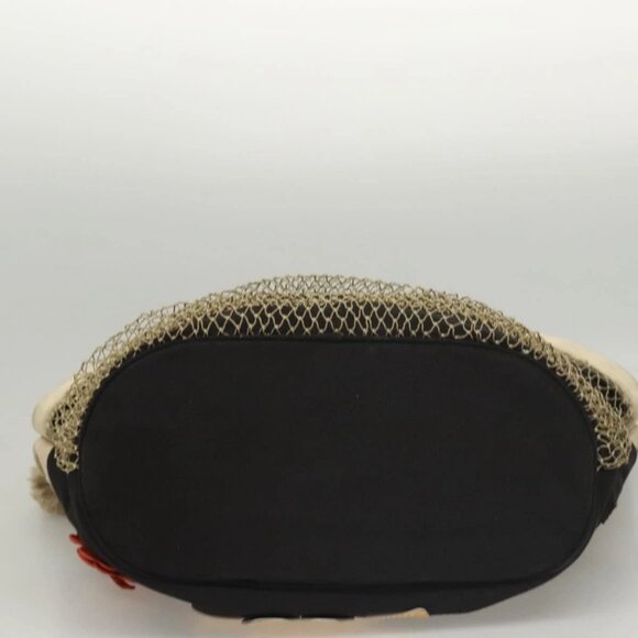 CHANEL COCO Mark Camelia Tote Bag Canvas Black Silver CC Auth BA1683 - Picture 7 of 16